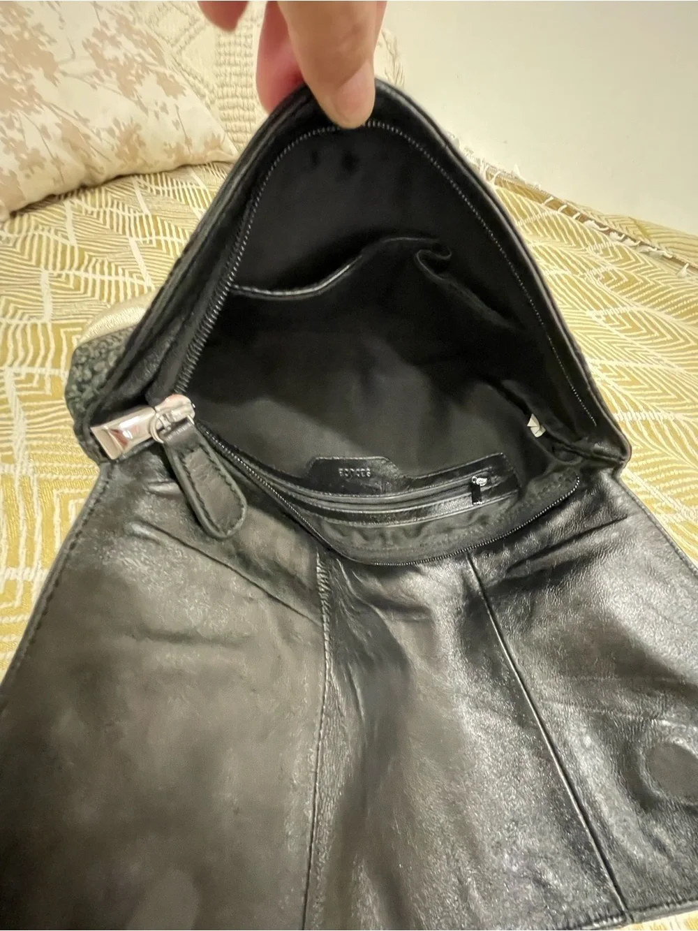 SEDUCE Black and Metallic Gold Fold-Over Clutch